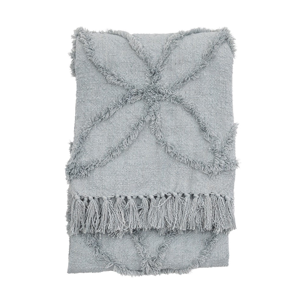 Mica Woven Tufted Tassel Throw in Grey